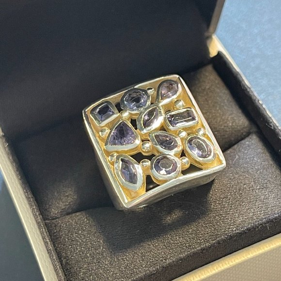 Sterling Silver w Purple Crystal Ring } Size 10 - Picture 4 of 5